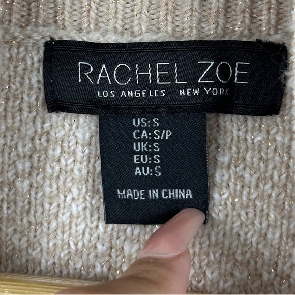 Rachel Zoe Window Pane Mock Neck Long Sleeve  Wool Blend Sweater Size Small - Picture 9 of 12